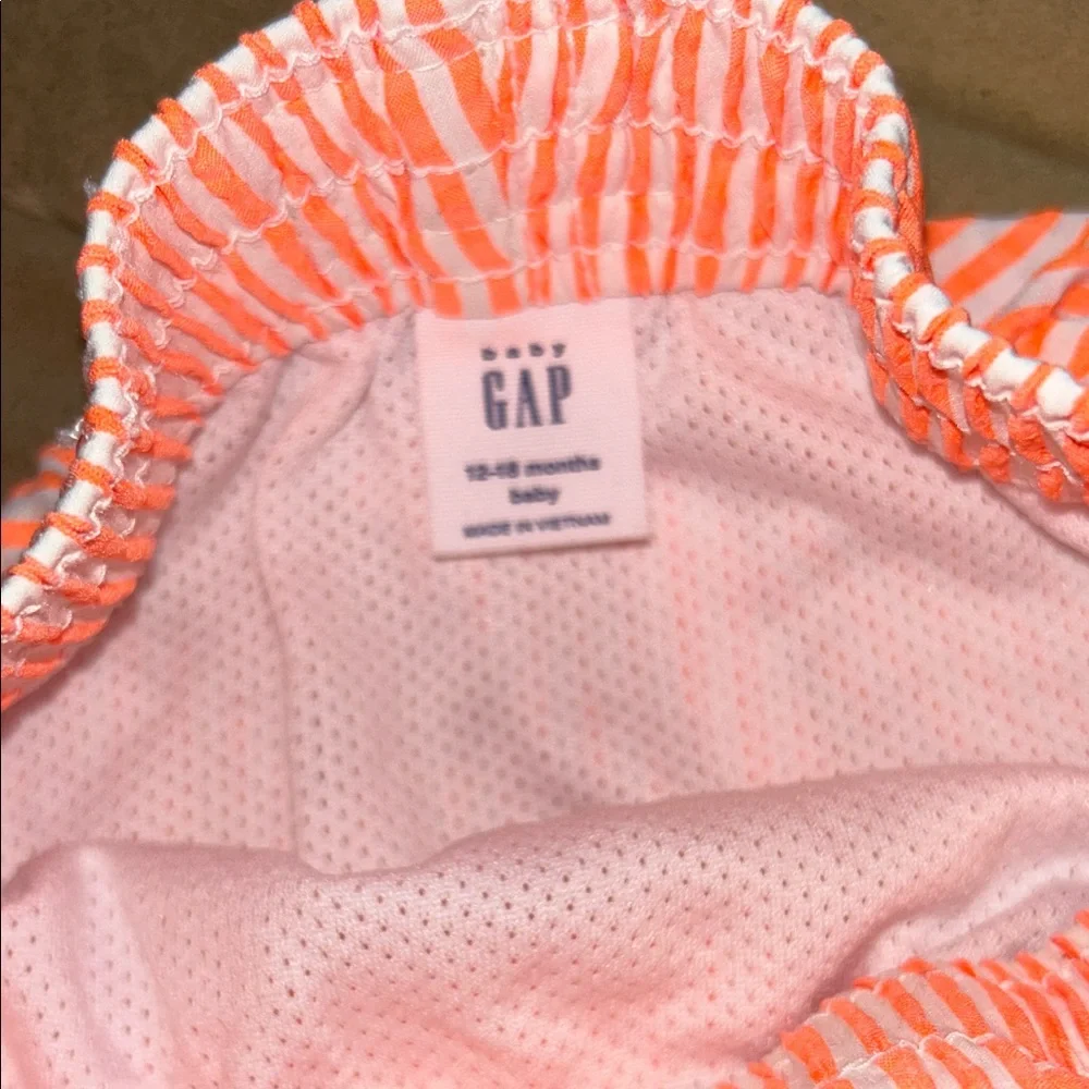 GAP Orange and White Striped Baby Swim Shorts - Picture 2 of 5